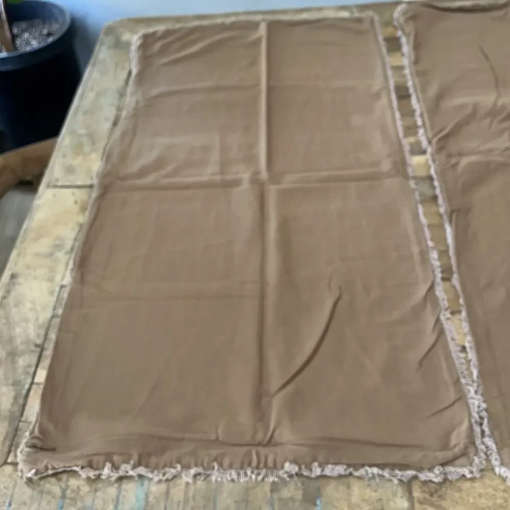 Casaluna King Pillow Shams (2) Linen Blend Brown w/ Frayed Edges Zipper Closure